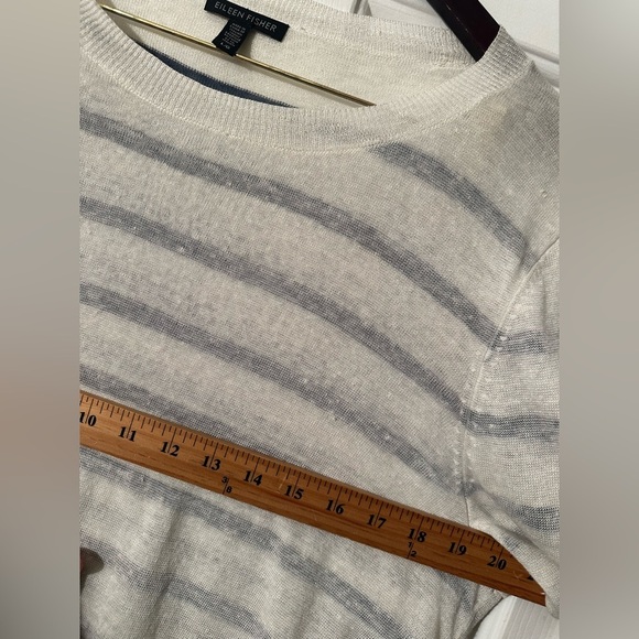 EILEEN FISHER Layered Linen Blend Layered Stripe Nautical LG Asymmetrical Hem - Picture 8 of 12